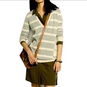 Madewell Wallace Ex Boyfriend Sweater Cashmere Wool Rabbit Gray Stripes Medium